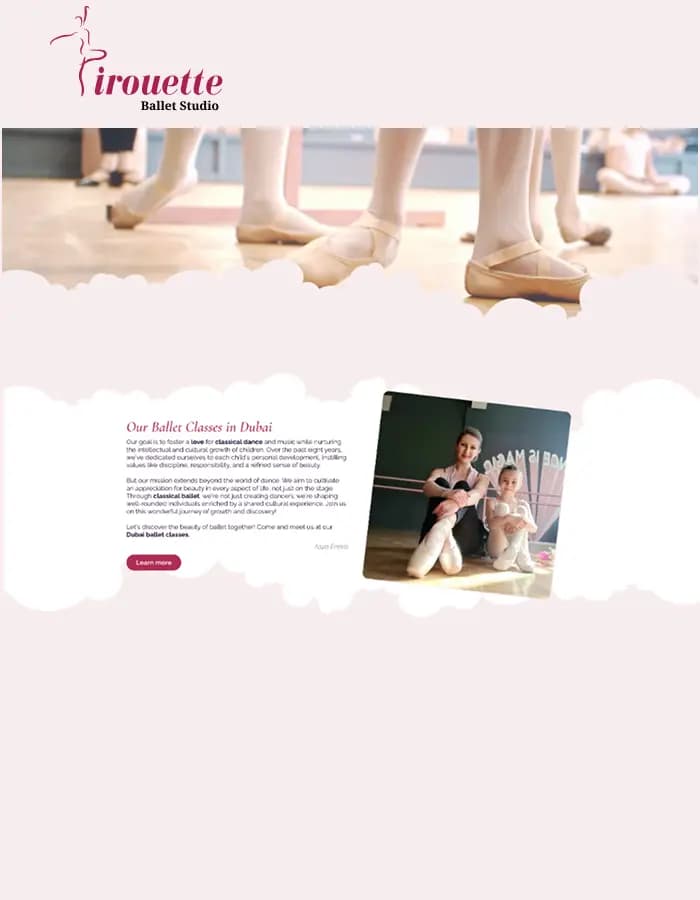Planner & Website for ballet studio artwork