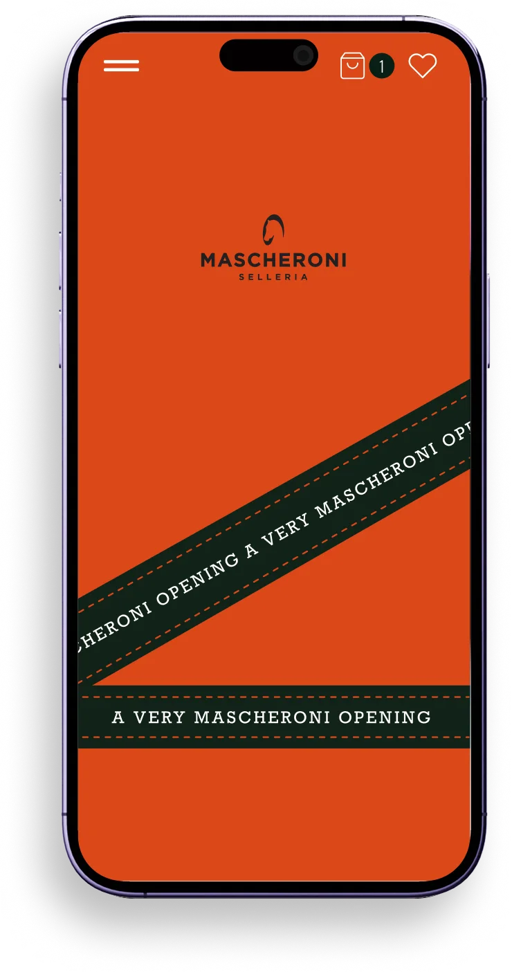 Уебсайтът на Mascheroni Selleria на мобилен телефон